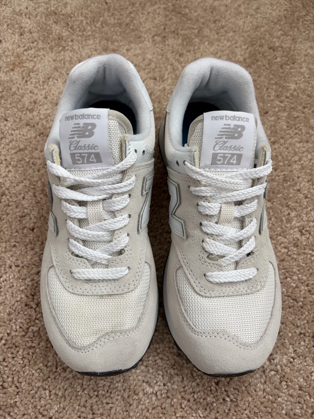 New Balance Men's 574 Sneakers in Off-White and Light Gray